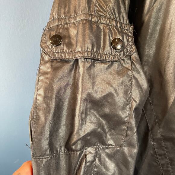 Rare Vintage Upstream Black Shiny Bomber Jacket Rare Small - Picture 8 of 8